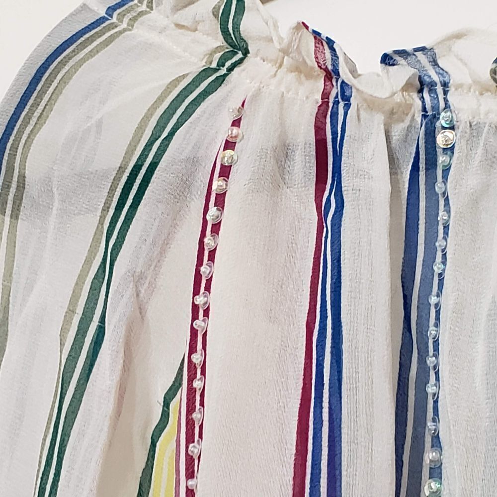 Vintage American Retro Paris Rainbow Blouse, sz 38 - Picture 3 of 7
